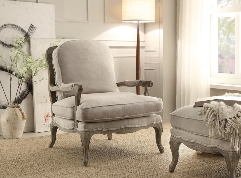 Accent Chair featuring Weathered Wood Frame and Button Tufted Back