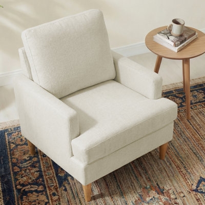 Accent Chair Flared Arms Splayed Wood Legs Charcoal Gray Woven Fabric
