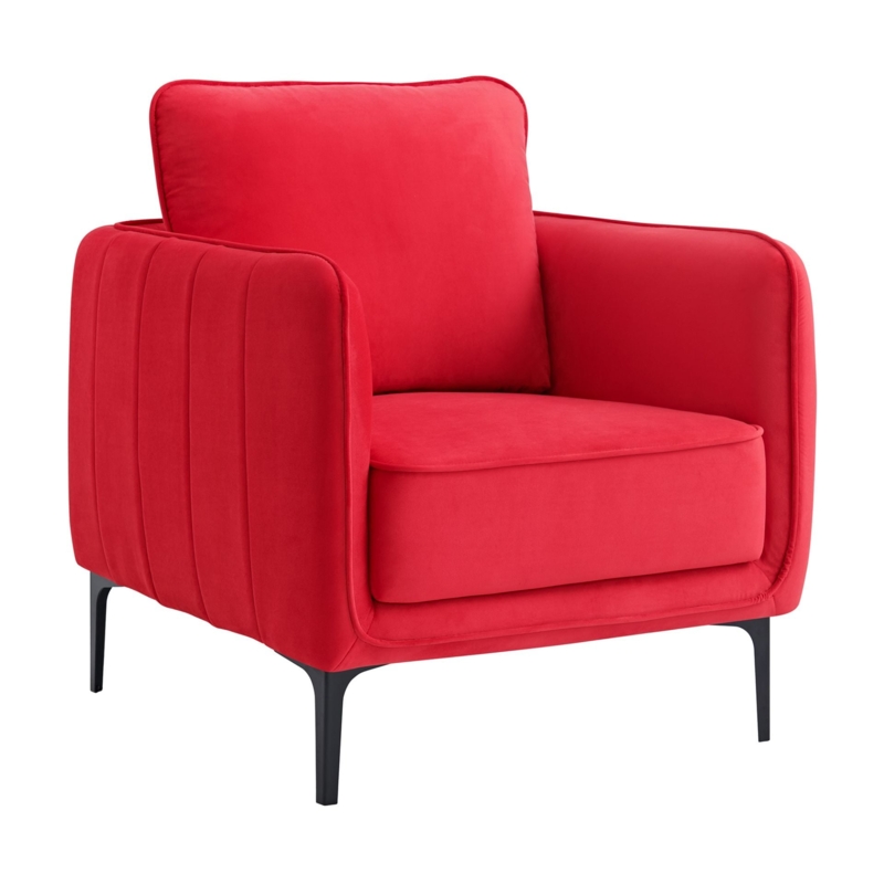 Accent Chair Flared Legs Velvet Like Barrel Back Chic Armchair
