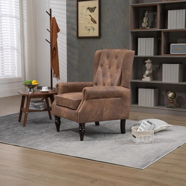 Accent Chair Flared Silhouette Silver Nailhead Trim Coffee