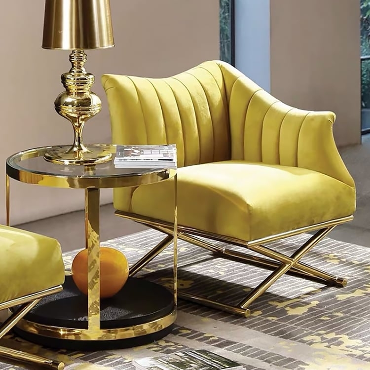 Accent Chair Forest Green Velvet Channel Tufting Gold Legs