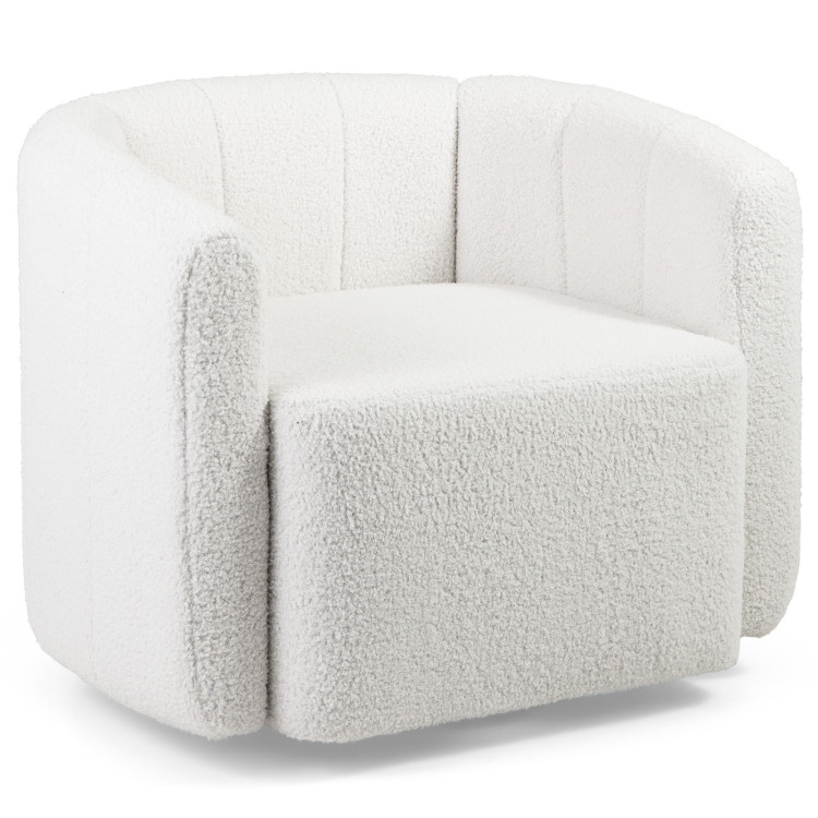 Accent Chair Glam Sherpa Barrel Silhouette with Gold Legs
