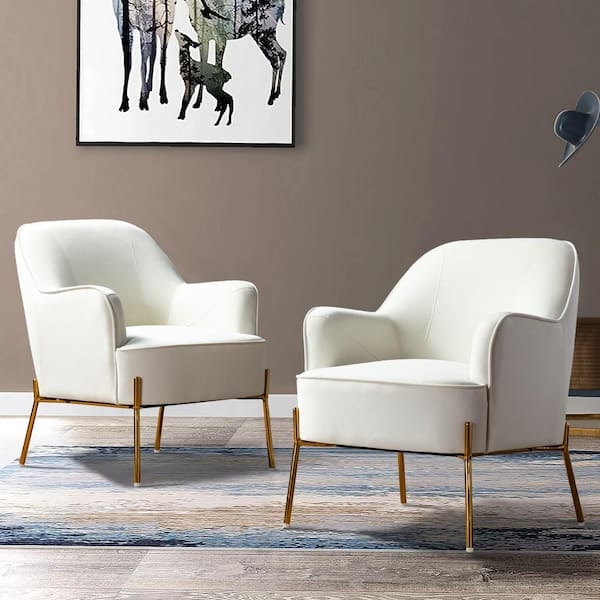 Accent Chair Glam Velvet Texture Gold Finish Elegant Bedroom Seating
