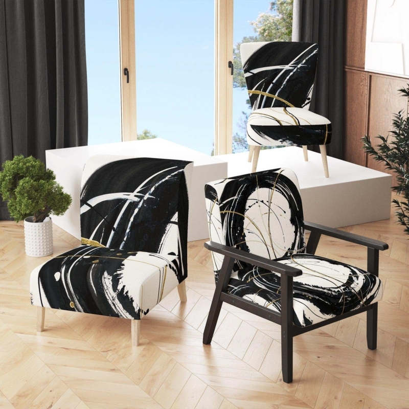 Accent Chair Gold Circular Metal Frame Quilted Pattern