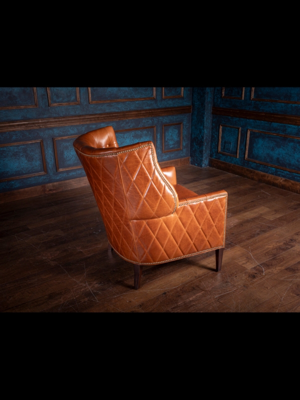 Accent Chair Gold Toned Sled Base Button Tufted Boxy Faux Leather Glam