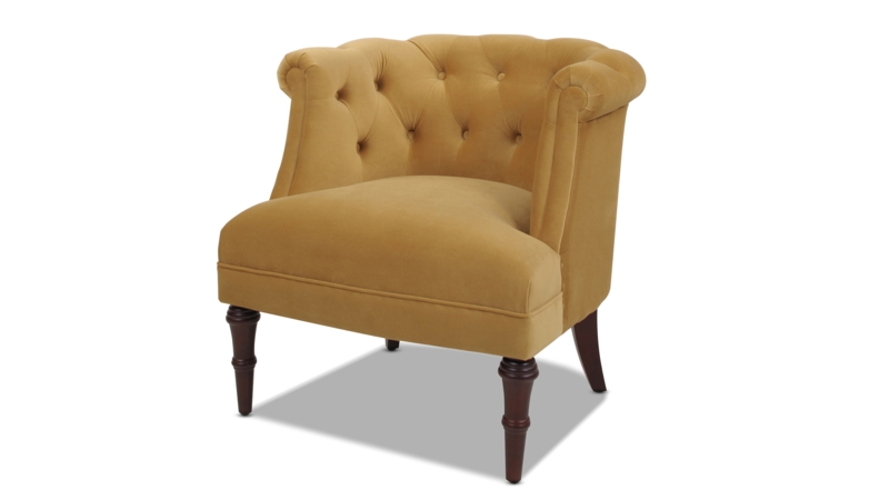 Accent Chair: Gold Wingback Silhouette with Diamond Button Tufting