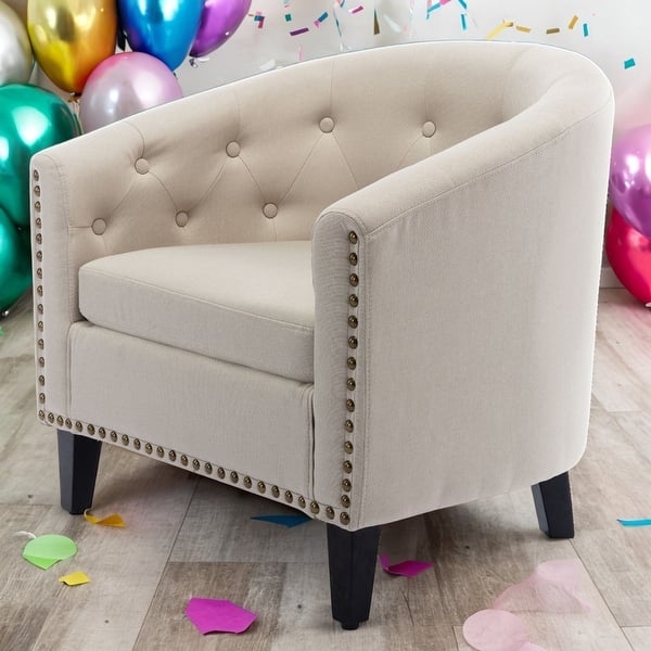 Accent Chair Gray Barrel Back Tapered Wood Legs Modern