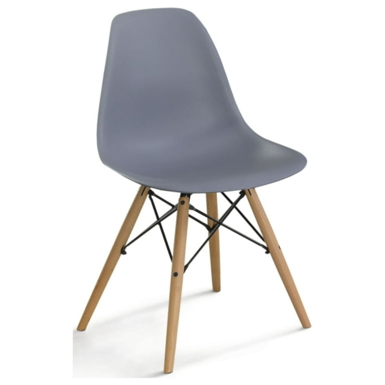 Accent Chair, Gray Plastic Bucket Seat, Back Cutout Mid-Century Style