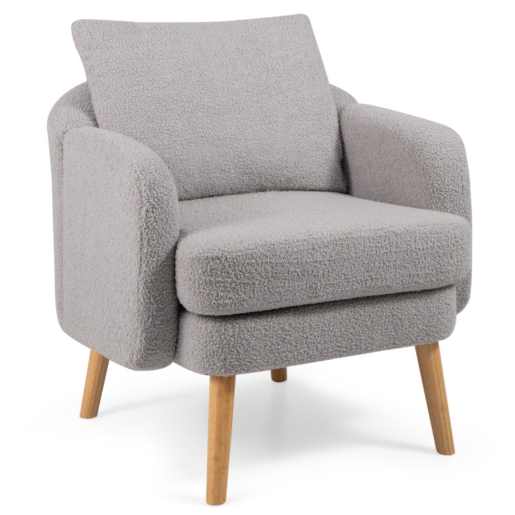 Accent Chair Grey Sherpa Barrel with Removable Seat Cushion