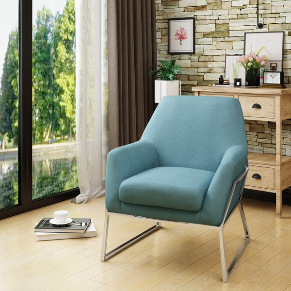 Accent Chair Grey Upholstered Armless Polished Silver Metal Frame