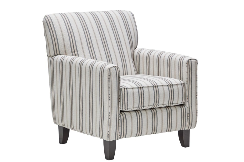 Accent Chair, Horizontal Navy and Cream Stripes, Flared Arms