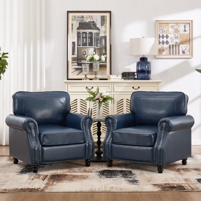Accent Chair in Cognac Faux Leather with Tapered Legs