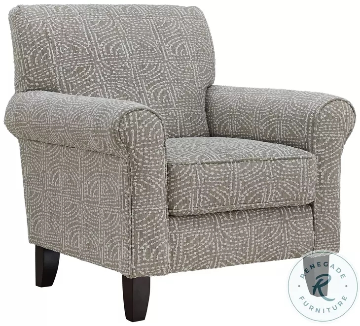 Accent Chair in Cream Linen Look with Nailhead Trim and Turned Legs