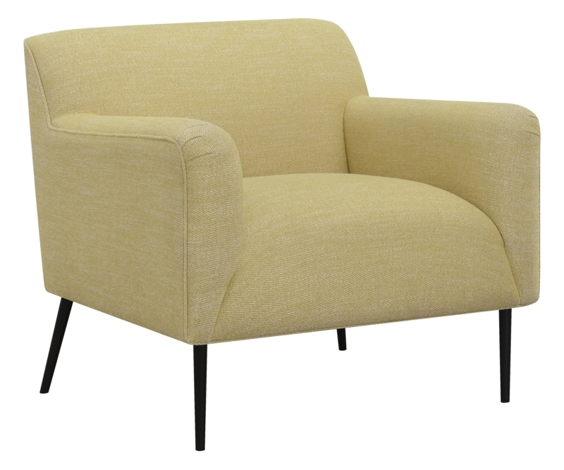 Accent Chair in Lemon Yellow Upholstery with Textured Weave