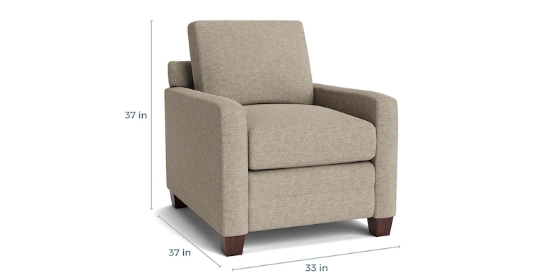 Accent Chair in Neutral Gray with Tapered Legs & Track Arms