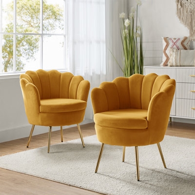 Accent Chair in Teal Velvet-like Fabric with Gold Tapered Legs
