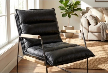 Accent Chair: Industrial Distressed Faux Leather Sled Base Armless