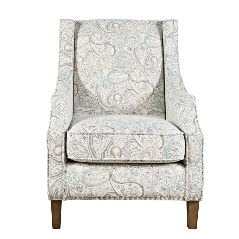 Accent Chair Integrated Arms Charcoal Gray Exposed Walnut Frame, Minimalist