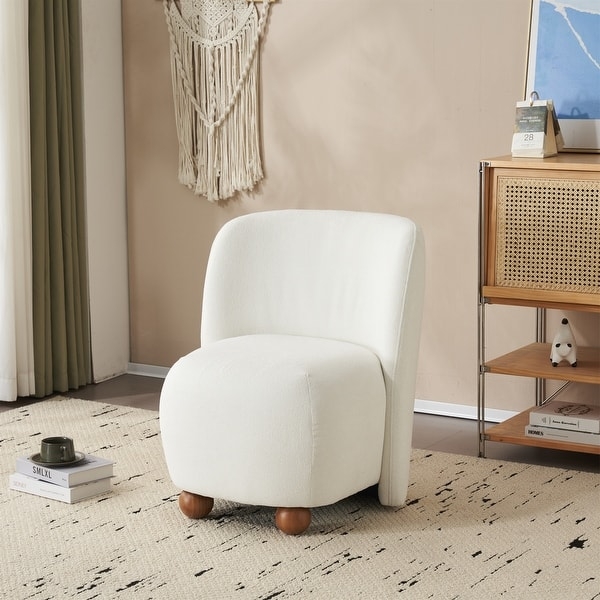 Accent Chair Light Gray Boucle Texture Cylindrical Legs Armless Modern