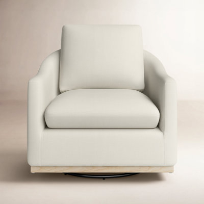 Accent Chair Light Gray Swivel Barrel Silhouette Textured Fabric Neutral