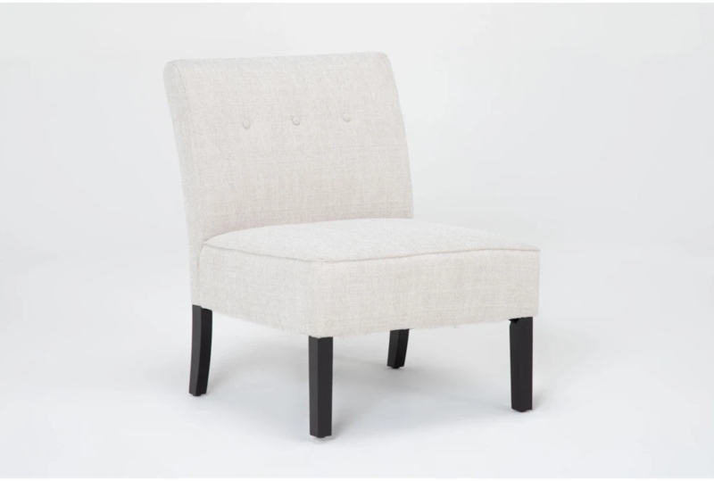 Accent Chair: Linen-Look Fabric with Tapered Dark Wood Legs