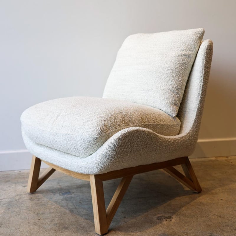 Accent Chair Low Profile Wrap Around Back Boucle Cozy