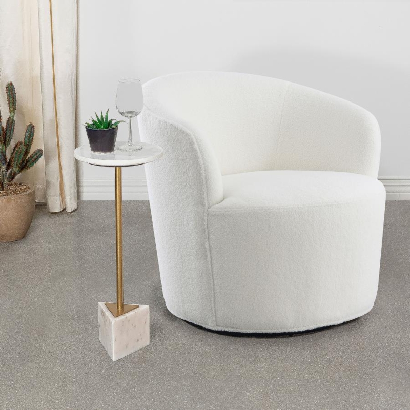 Accent Chair Matte Black Legs Barrel Back Boucle Texture Contemporary