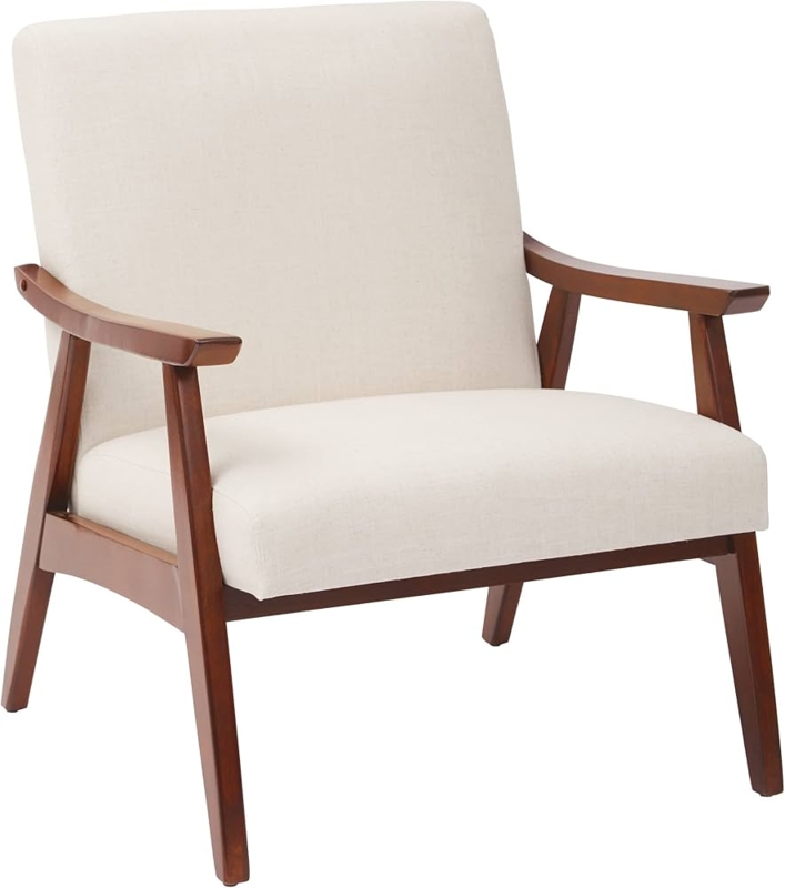 Accent Chair, Mid-Century Modern Espresso Frame with Button Tufted Back