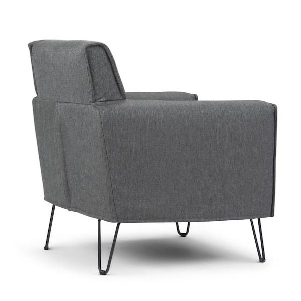 Accent Chair Mid-Century Modern Slate Grey Woven Hairpin Legs