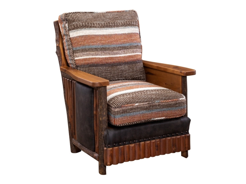Accent Chair Mid Century Modern Woven Leather Straps Sculpted Wood