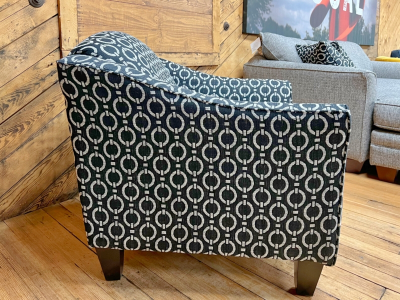 Accent Chair Monochrome Geometric Print Integrated Arms Splayed Legs