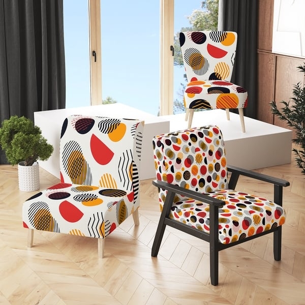Accent Chair Multicolor Concentric Circle Pattern Curved Barrel Back
