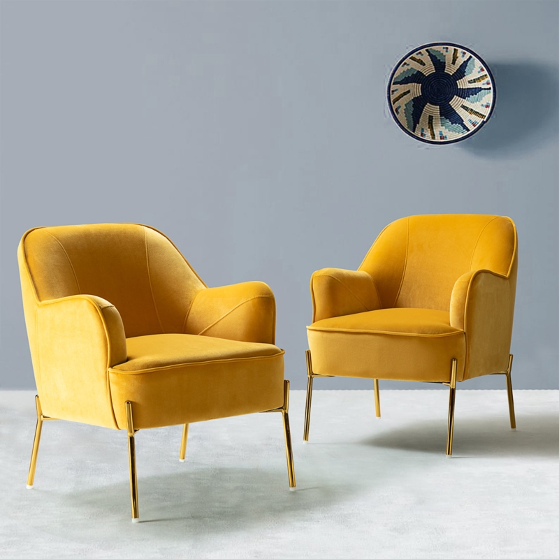 Accent Chair Mustard Yellow Upholstery Barrel Contemporary Seating