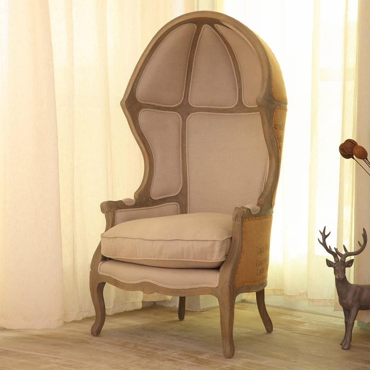Accent Chair Natural Cane Back French Balloon Seating