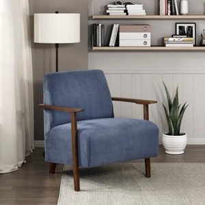 Accent Chair Navy Blue Barrel Back Tapered Legs Lounge Seating