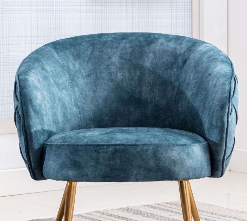 Accent Chair Navy Blue Button Tufted Back Flared Arms Classic Seating