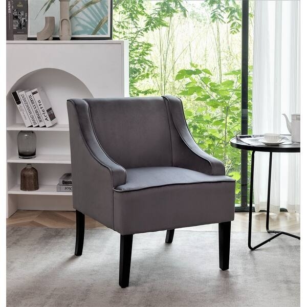 Accent Chair Navy Blue Upholstery Matte Finish Minimalist Corner