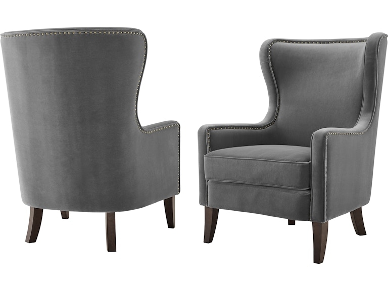 Accent Chair Navy Blue Velvet Channel Tufted Barrel Back