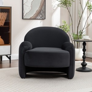 Accent Chair Navy Blue Velvet Thick Seat Cushion Glam