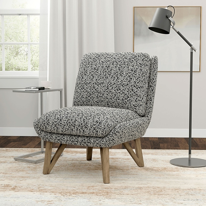 Accent Chair: Navy Blue Vertical Channel Tufting and Splayed Wood Legs