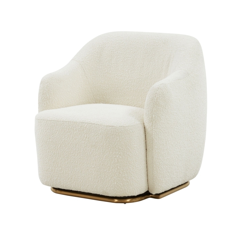 Accent Chair Off White Sherpa Tub Silhouette with Chunky Legs