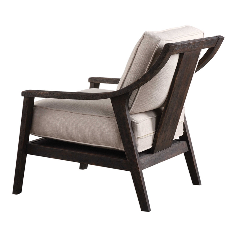 Accent Chair Open Back Barrel Silhouette with Linen Texture Fabric