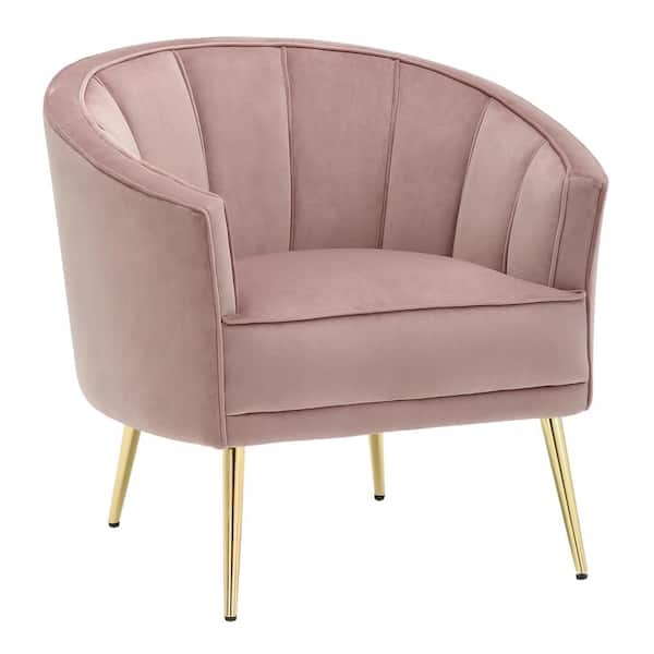 Accent Chair Open Back Cutout Barrel Silhouette Gold Metal Legs Glam