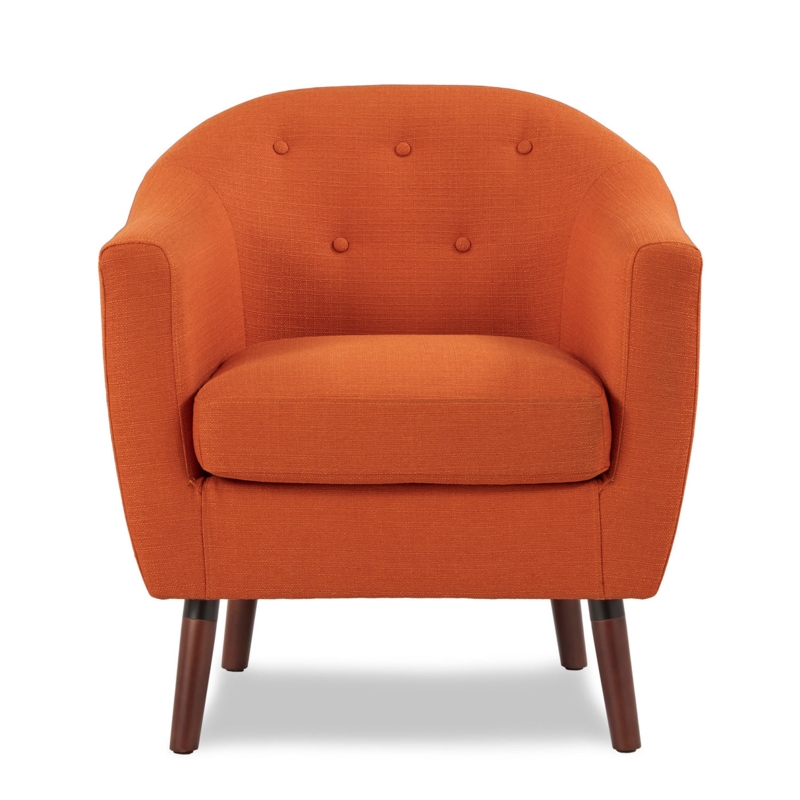Accent Chair Orange Curved Peek-a-boo Back Tapered Legs Retro