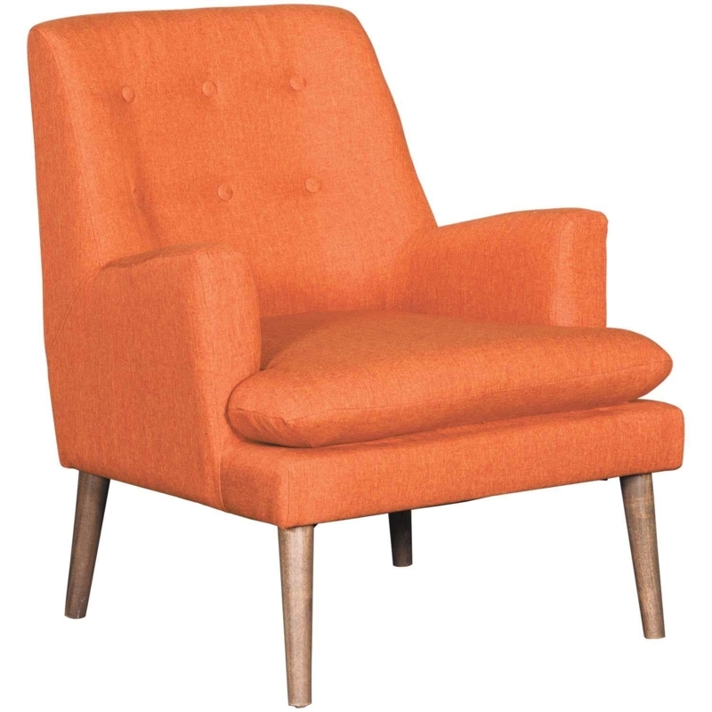 Accent Chair Orange Vertical Channeling Splayed Legs Urban Modern