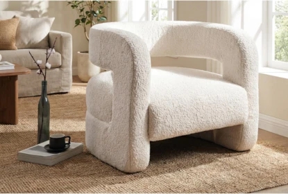 Accent Chair Organic Teddy Sherpa Curved for Living Room