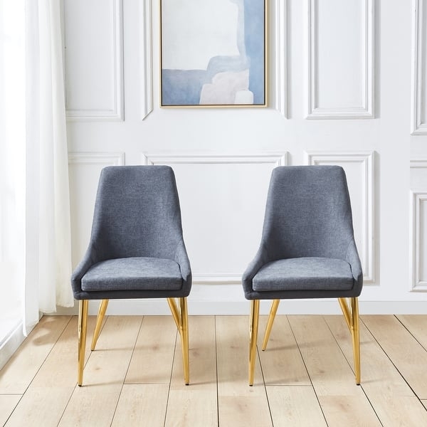 Accent Chair Pair Grey Fabric Armless Vertical Back Stitching