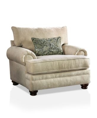 Accent Chair Piped Edges Light Gray Weave Transitional Seating