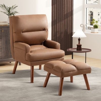 Accent Chair Reclining Matching Ottoman Metal Legs