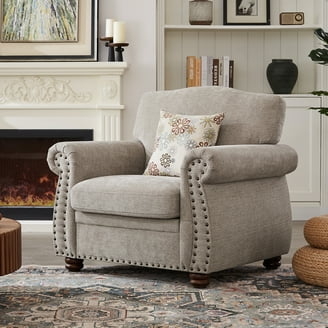 Accent Chair Rolled Arms Nailhead Trim Tapered Legs